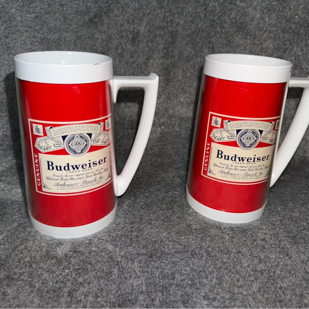 Vintage Budweiser Label Plastic Thermo-Serv Beer Stein Mug w/ Bud Label Logo